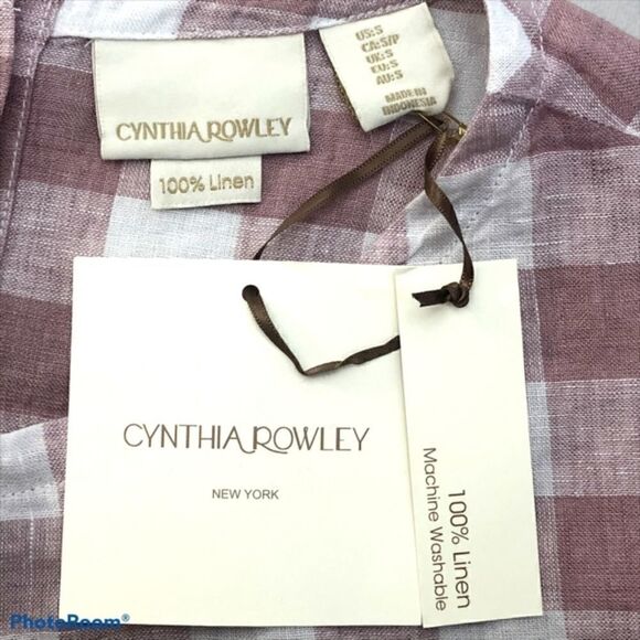 Cynthia Rowley 100% Linen Checkered Top. NWT. Size S. - Picture 4 of 5
